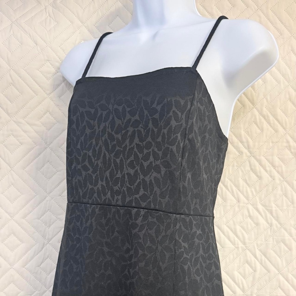 Zara Womens M Midi Dress Black Leaf Pattern Jacquard COCKTAIL HOMECOMING EVENING
